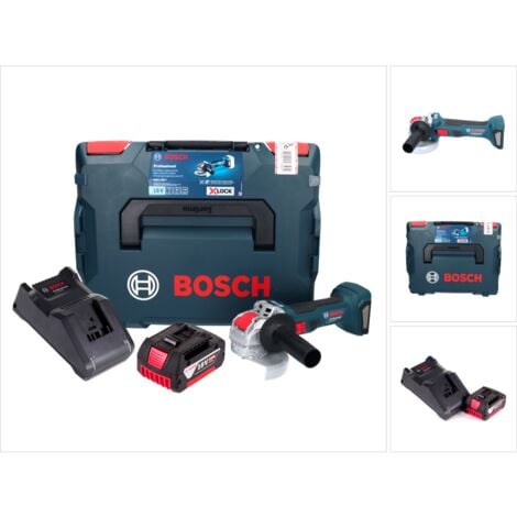 Bosch GWX 18V-7 Professional Akku Winkelschleifer 18 V 125 mm Brushless X-LOCK + 1x Akku 5,0 Ah + Ladegerät + L-Boxx