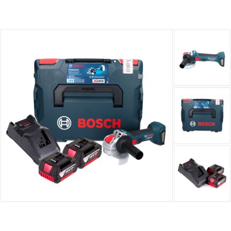Bosch GWX 18V-7 Professional Akku Winkelschleifer 18 V 125 mm Brushless X-LOCK + 2x Akku 5,0 Ah + Ladegerät + L-Boxx