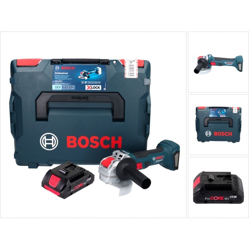 Bosch gwx 18V-7 Professional Meuleuse angulaire sans fil 125mm Brushless x-lock 18V + 1x Batterie ProCORE 4,0 Ah + Coffret - sans chargeur