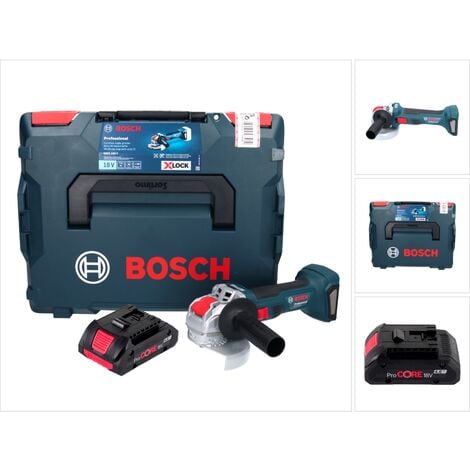 Bosch GWX 18V-7 Professional Meuleuse angulaire sans fil 125mm Brushless X-LOCK 18V + 1x Batterie ProCORE 4,0 Ah + Coffret - sans chargeur