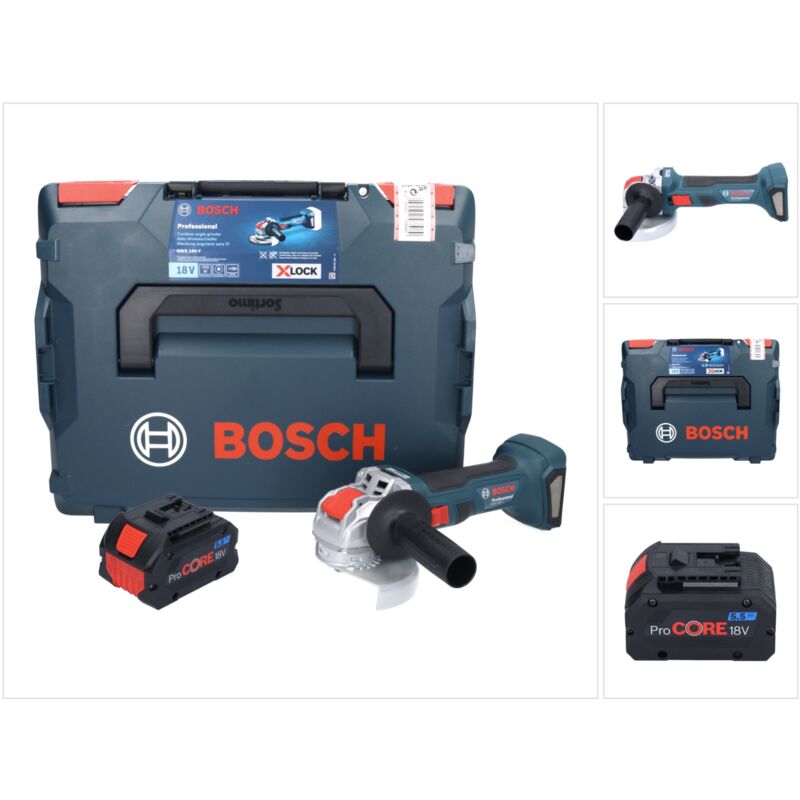Bosch GWX 18V-7 Professional Meuleuse angulaire sans fil 18 V 125 mm Brushless X-LOCK + 1x batterie ProCORE 5,5 Ah + L-Boxx - sans chargeur