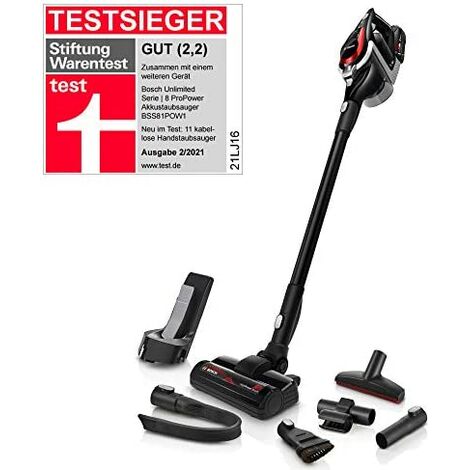 Bosch Hausgeräte Unlimited ProPower Serie 8 Aspirador con batería, Rojo/Negro