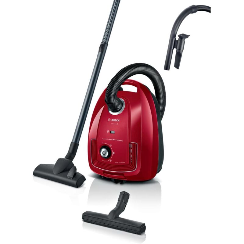 Bosch - Serie 4, Aspirapolvere con sacco, Rosso, BGD38RD1H