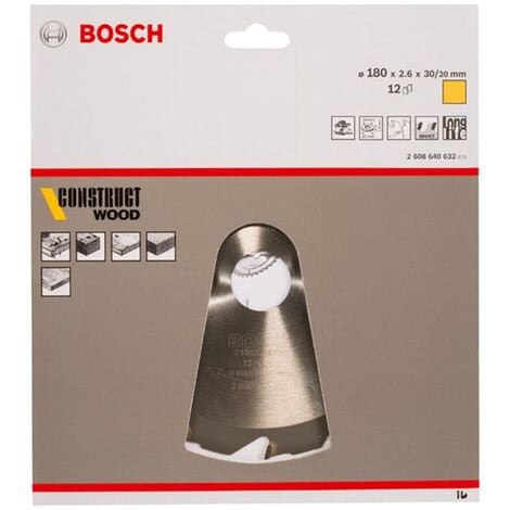 Bosch HM Sägeblatt Construct Wood 180x2,6x30/20mm Z=12