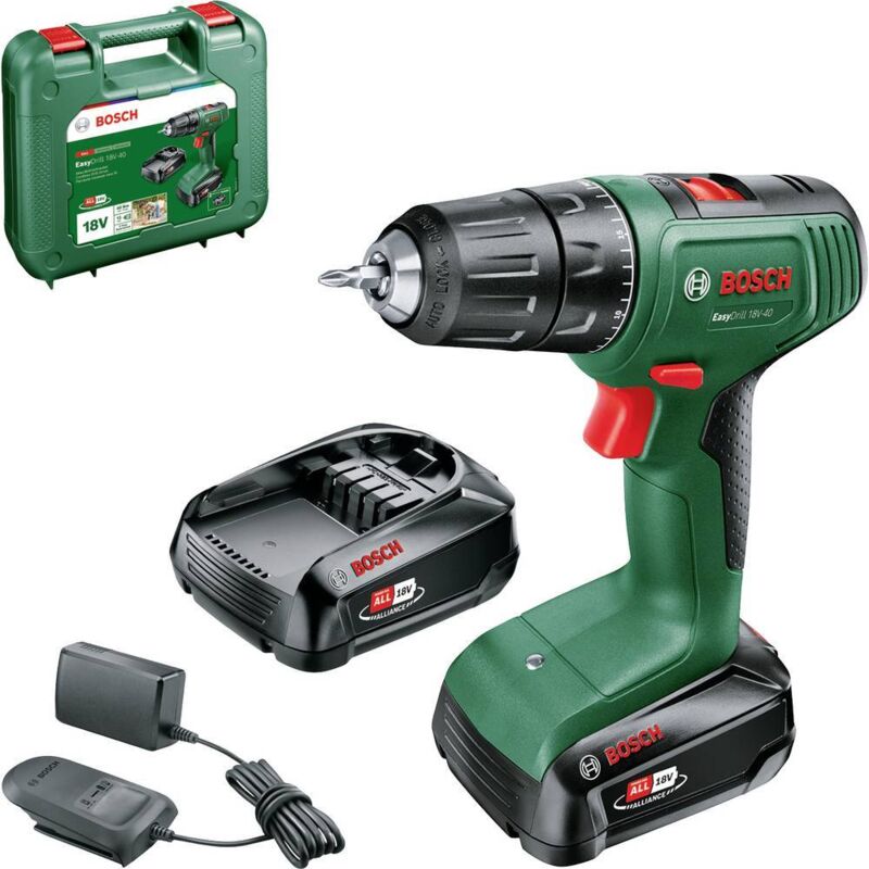 Trapano Avvitatore EasyDrill 18V-40 (2x 1,5Ah) + AL18V-20 in valigetta