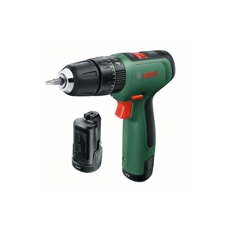 Trapano a percussione a EasyImpact 1200 batteria (2 batterie, sistema da 12 v, 19 accessori, in valigetta de) - Bosch
