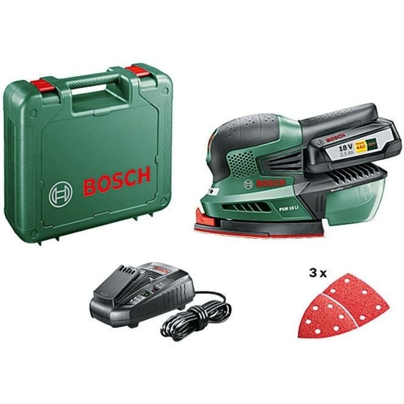 Levigatrice a batteria Bosch psm 18 li - 1 Batteria 18V 2,5 Ah, caricabatterie, valigetta - 06033A1303