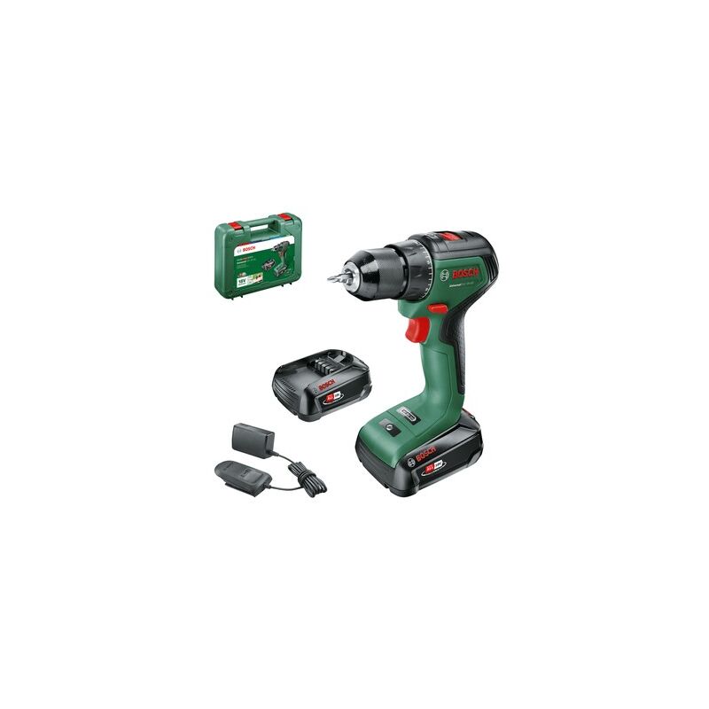 Trapano avvitatore Universal Drill 18V-60 Bosch con 2 batterie 18V 2.0Ah - al 18V-20 - 06039D7002