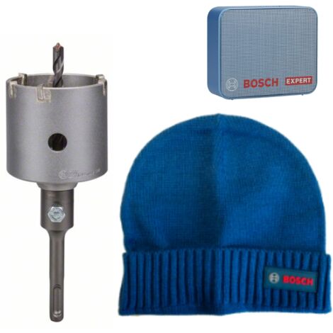 Bosch Hohlbohrkronen SDS plus-9 Set, 3-teilig, 68 x 54 mm &  JBL GO2 Lautsprecher, Beanie