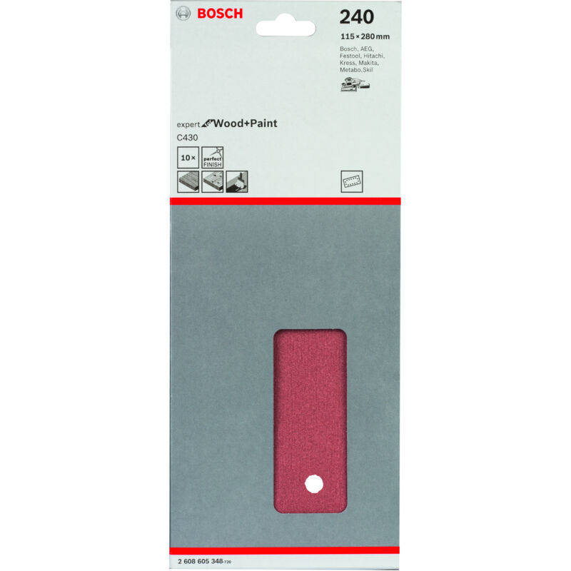 

2608605348 Hoja de lija C430, paquete de 10 uds. 115 x 280 mm 240 - Bosch