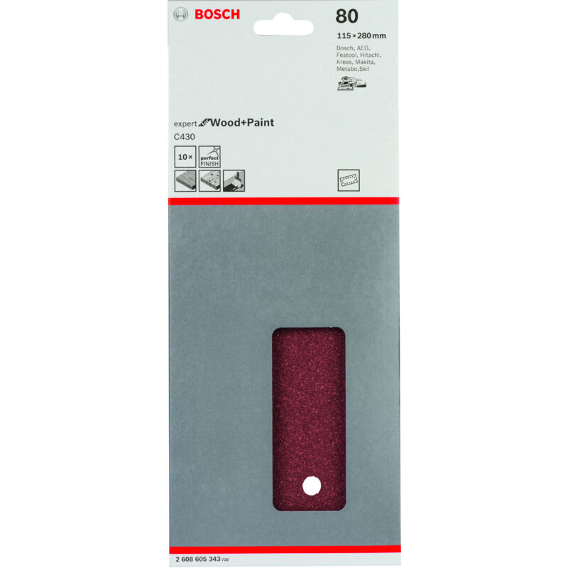 

BOSCH 2608605343 Hoja de lija C430, paquete de 10 uds. 115 x 280 mm 80