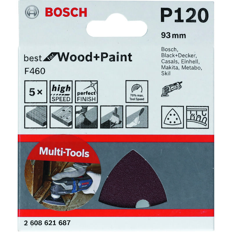 

2608621688 Disco de lijado Delta F460: 93mm 6P. G180 x5 - Bosch