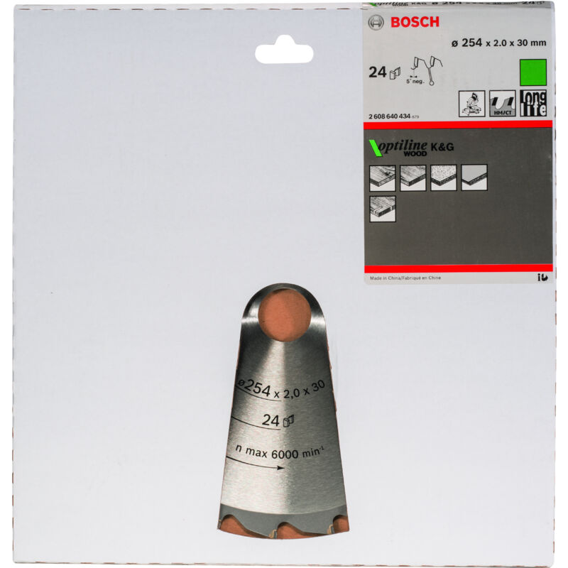 

BOSCH 2608640434 Hoja de sierra circular Optiline Wood 254 x 30 x 2,0 mm 24