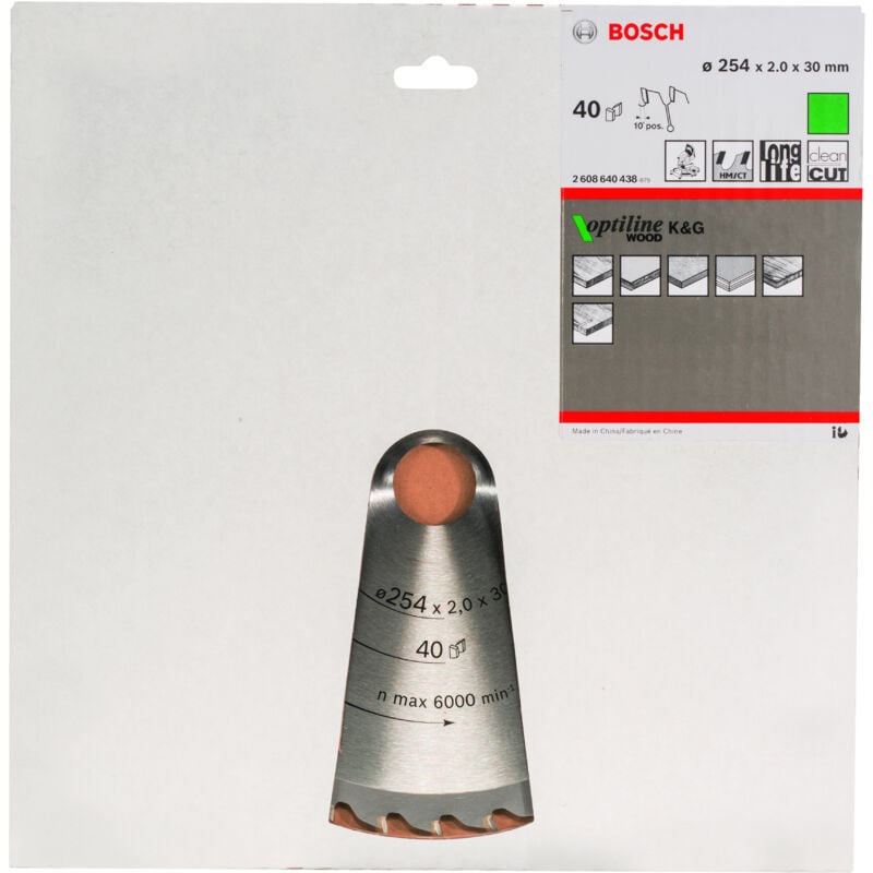 

BOSCH 2608640438 Hoja de sierra circular Optiline Wood 254 x 30 x 2,0 mm 40