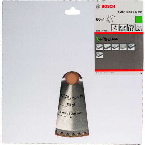 BOSCH - Hoja de sierra circular Optiline Wood 254 x 30 x 2,0 mm 60