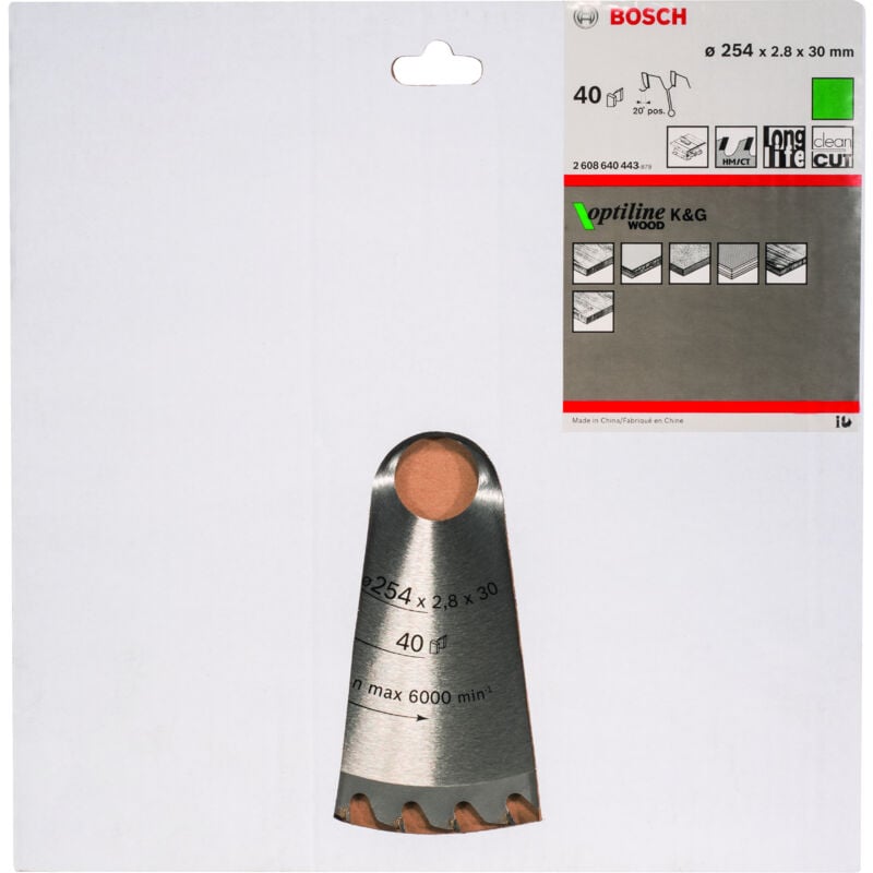 

BOSCH 2608640443 Hoja de sierra circular Optiline Wood 254 x 30 x 2,8 mm 40