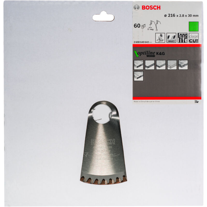 

BOSCH 2608640642 Hoja de sierra circular Optiline Wood 216 x 30 x 2,8 mm 60