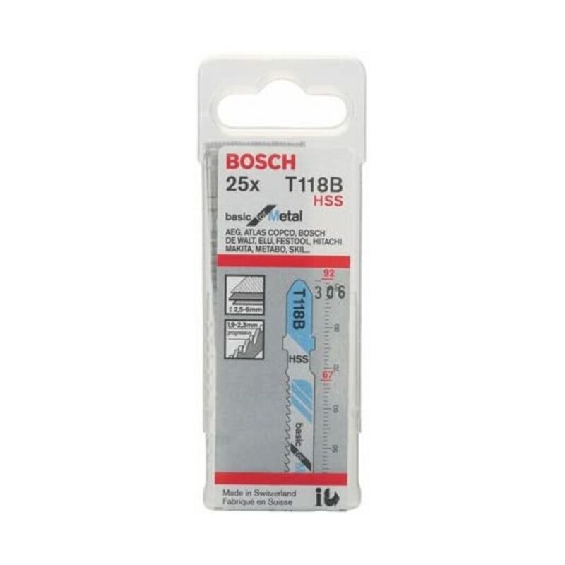 

Professional 25x Hojas de sierra de calar T 118 B Basic for Metal (para Láminas de acero, accesorios Sierra de calar) - Bosch