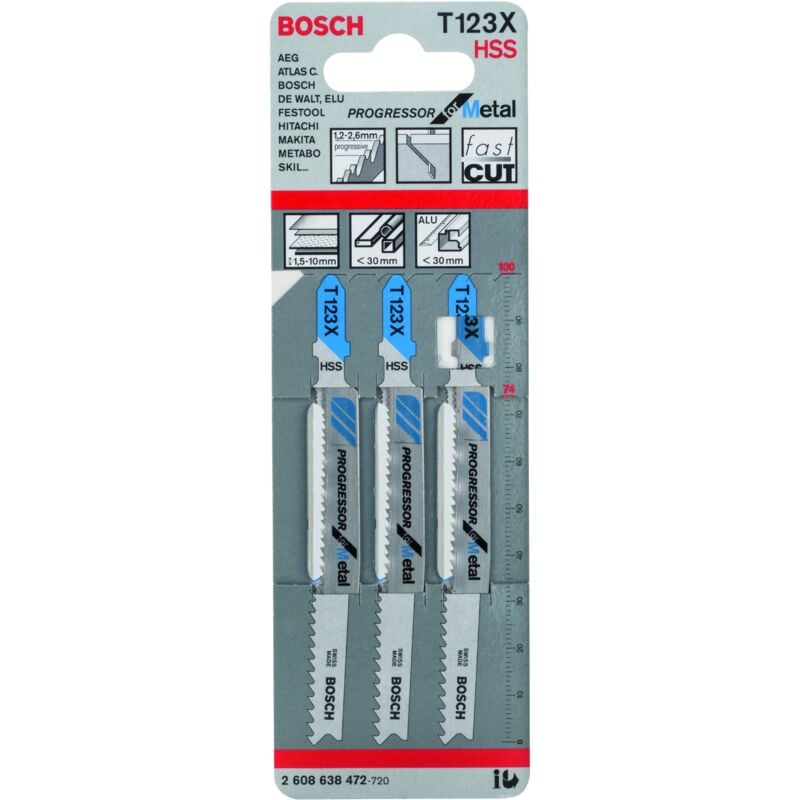

2608638472 Hoja de sierra de calar T 123 XF Progressor for Metal - Bosch