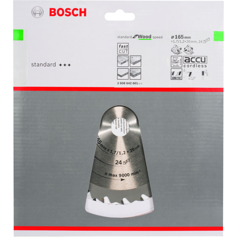 

BOSCH 2608642601 Hoja sierra circular Speedline Wood 165 x 20/16 x 1,7 mm 24