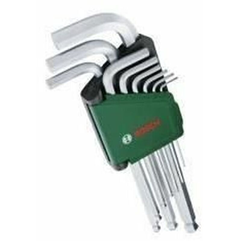 Set di chiavi a brugola da 9 pezzi (multifunzione in acciaio S2 di alta qualità 1,5-10 mm braccio lungo estremità a sfera per scostamenti di 30 gradi