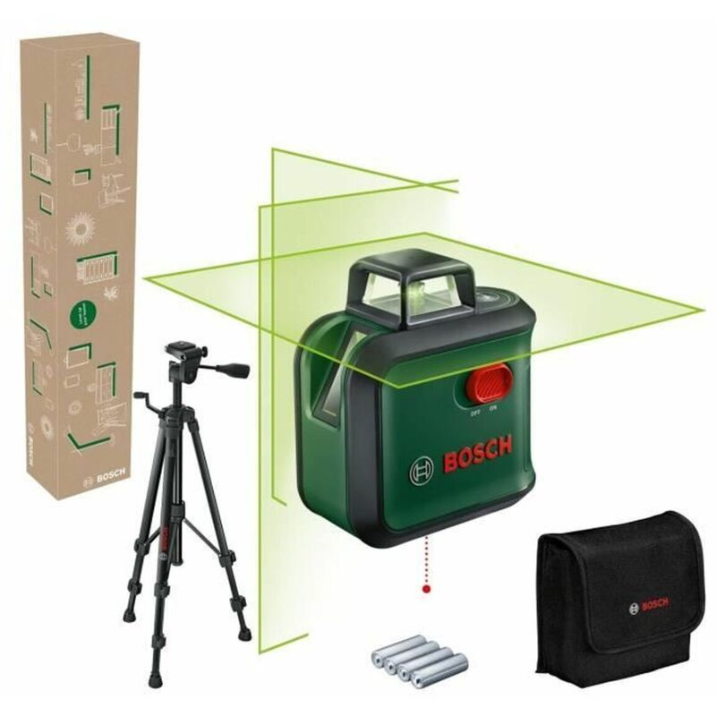 Livella laser multifunzione AdvancedLevel 360 con treppiede premium (3 linee laser incl. 360° per allineamento dell'intera stanza, in scatola di