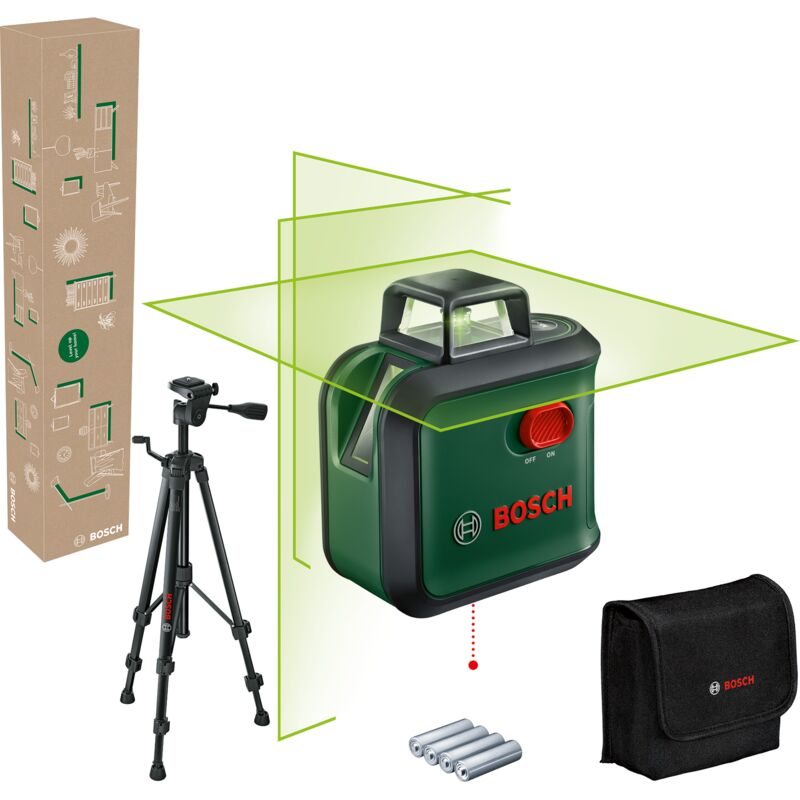 Bosch - Laser lignes croisées AdvancedLevel 360 avec trépied premium (3 lignes laser dont 360° pour un alignement dans toute la pièce, dans un coffret e-commerce)