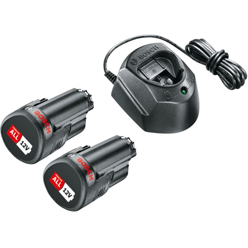 Bosch - Accessori - Set caricabatterie 1 a e 2 batterie da 12 v Li-Ion da 1,5 Ah 1600A01L3E