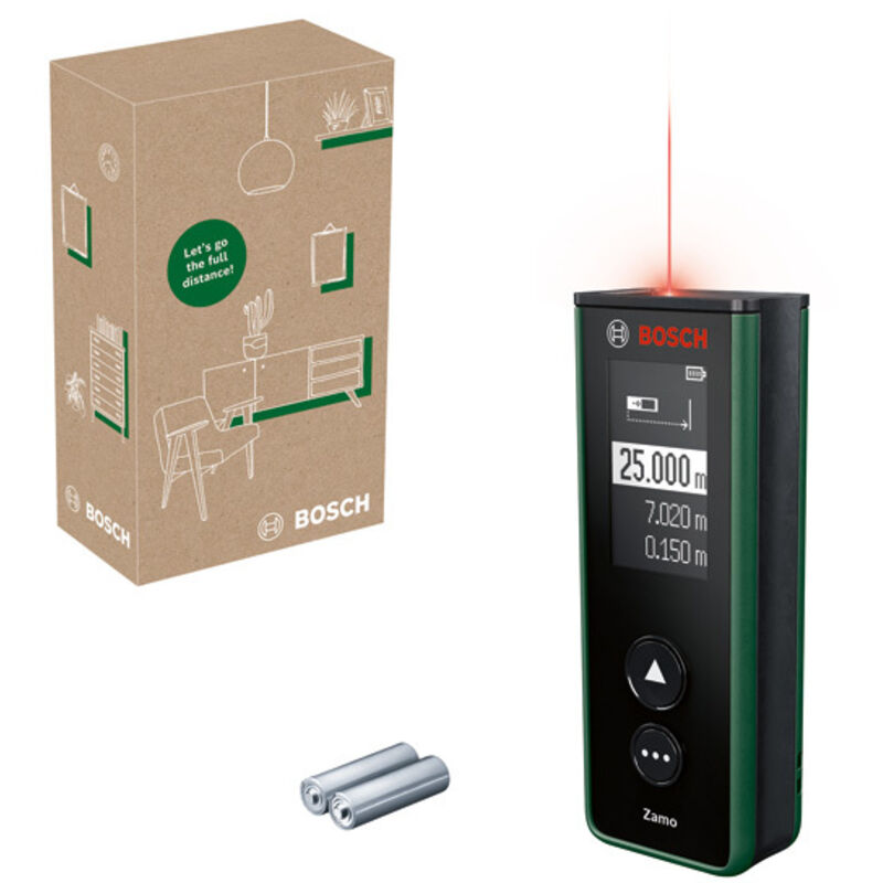 Misuratore di distanza laser digitale Zamo, scatola per eCommerce