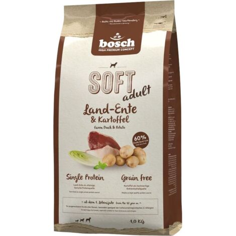 Bosch Hundetrockenfutter Adult Soft 1 kg Land-Ente & Kartoffel Trockenfutter Hunde