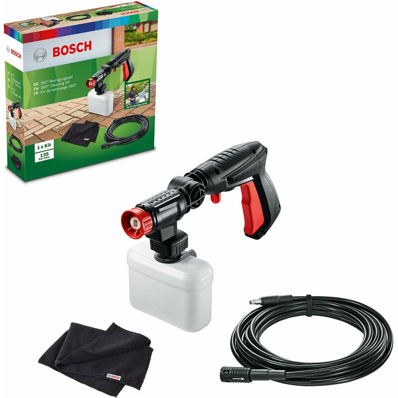 Image of Bosch - Home and Garden Idropulitrice 360 Kit di pulizia, con pistola ad alta pressione a 360°, bocchetta detergente e tubo flessibile prolunga,