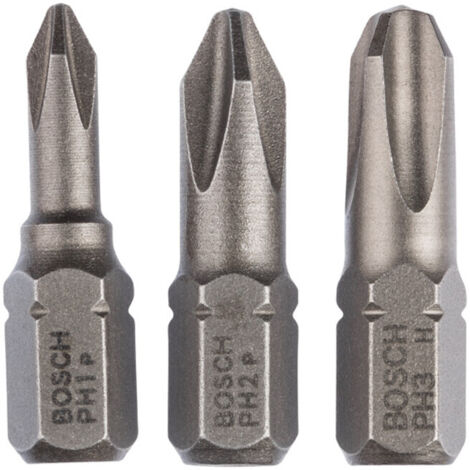 Bosch Jeu d'embouts PH1 PH2 PH3 25 mm acier inoxydable