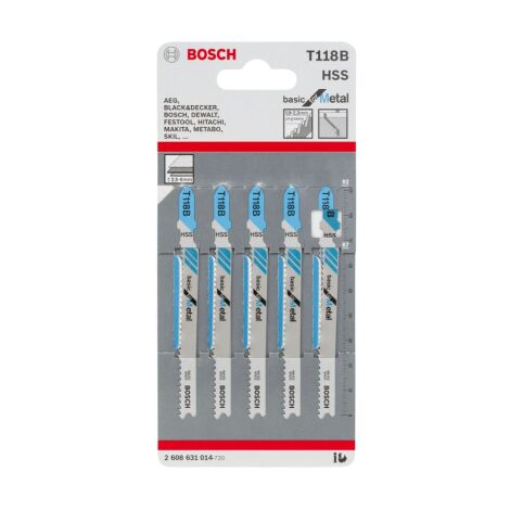 Bosch Jigsaw Blades T118B Basic for Sheet Metal Cutting Pack of 5 fits Dewalt