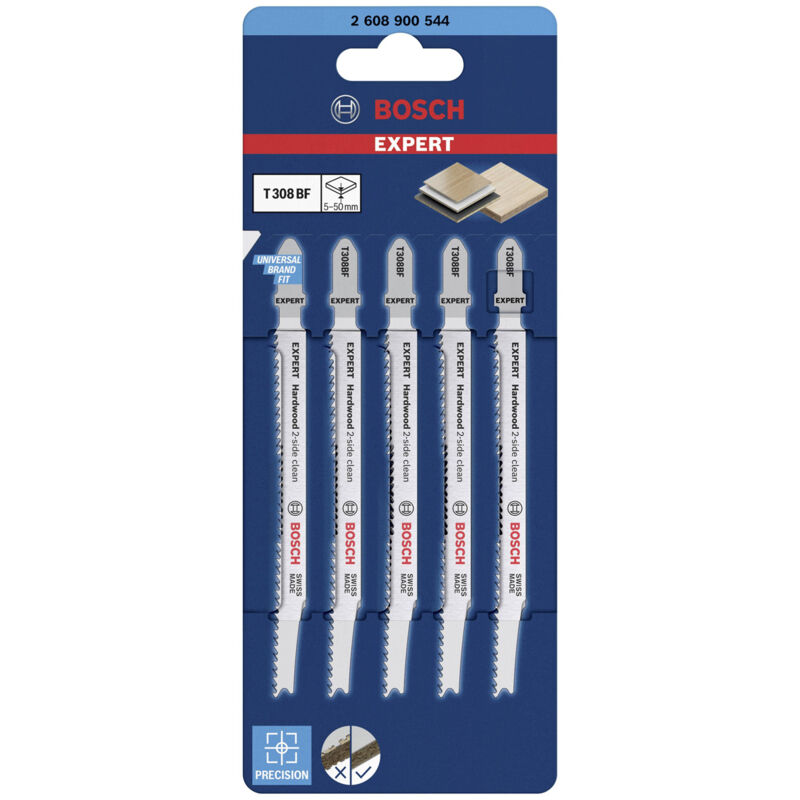Bosch Bi-Metal Hardwood Jigsaw Blades Pack of 5 T308BF