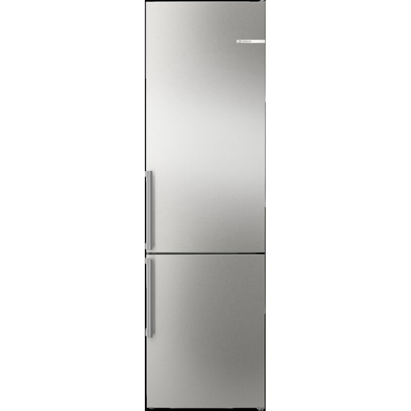 Bosch Serie 4, Combinazione frigorifero-congelatore a libera installazione con scomparto congelatore inferiore, 203 x 60 cm, acciaio inox (con