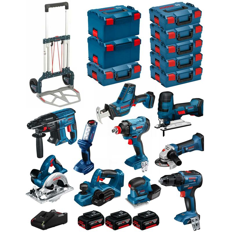 

BOSCH Kit 18V BK1002 (GST18V-LIS+GKS18V-LI+GBH18V-21+GWS18-125V-LI+GSR18V-55+GSA18V-LIC+GDX18V-180+GLI18V-300+GHO18V-LI+3x5,0Ah)