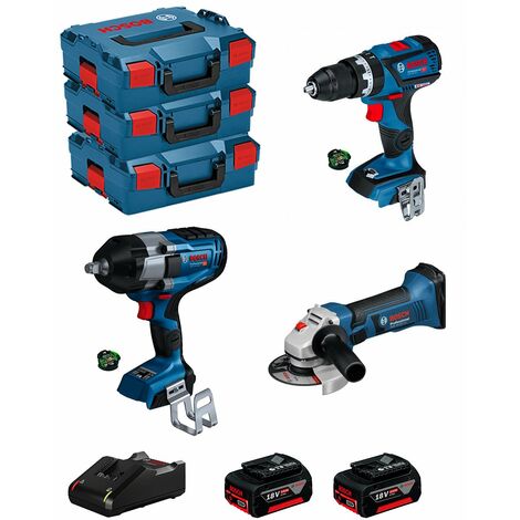 BOSCH Kit BK310 (GDS 18V-1000 C + GSB 18V-60 C + GWS 18-125 V-LI + 2 x 5,0 Ah + GAL18V-40 + 2 x GCY42 + 3 L-Boxx 136)
