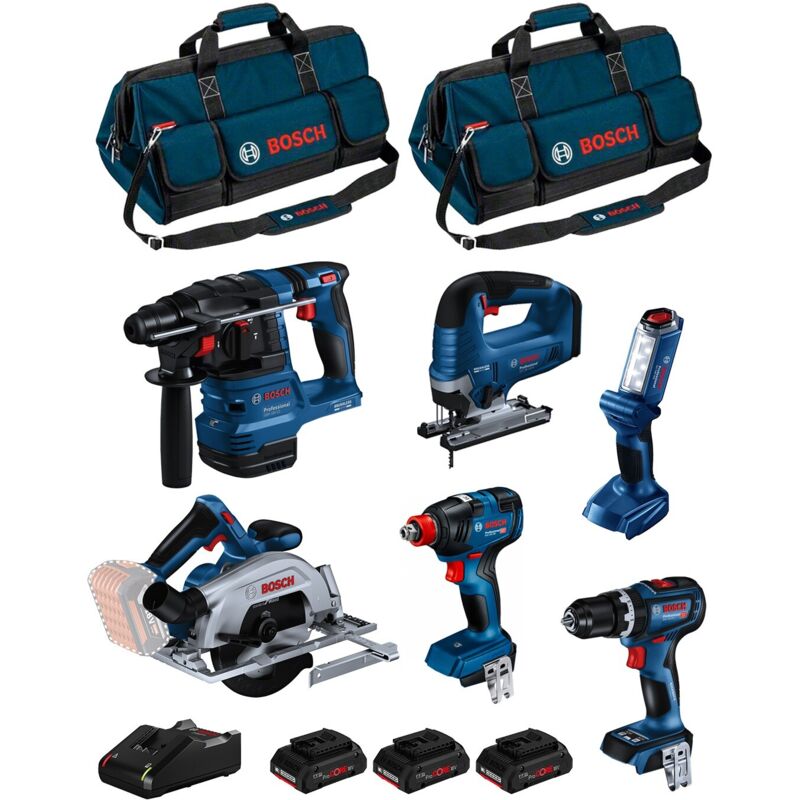 Bosch - Kit BK603BAG (GSB18V-90C +GDX18V-200 +GKS18V-57-2 +GST18V-125B +GBH18V-22 +GLI18V-300 + 3x4,0Ah pc + GAL18V-40 + 2xHDBAG)