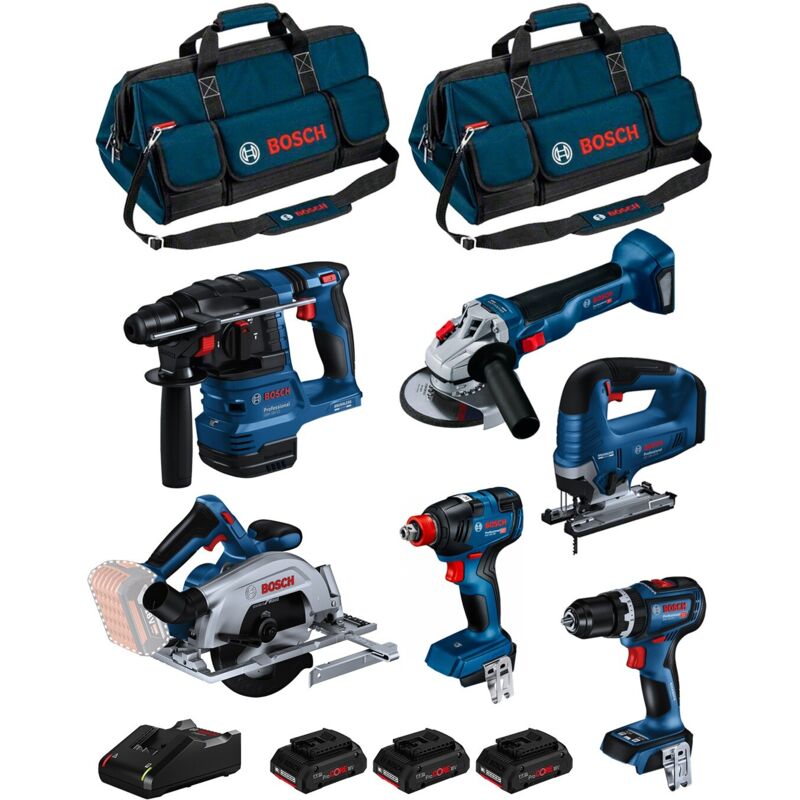 Bosch - Kit BK604BAG (GSB18V-90C +GDX18V-200 +GKS18V-57-2 +gst 18V-125B +GBH18V-22 +GWS18V-10 + 3x4,0Ah pc +GAL18V-40 + 2xHDBAG)