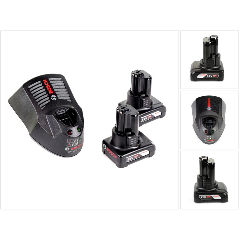 Bosch - Set de démarrage - 2x Batteries gba 6,0 Ah Li-Ion 12 v + Chargeur gal 1230 cv