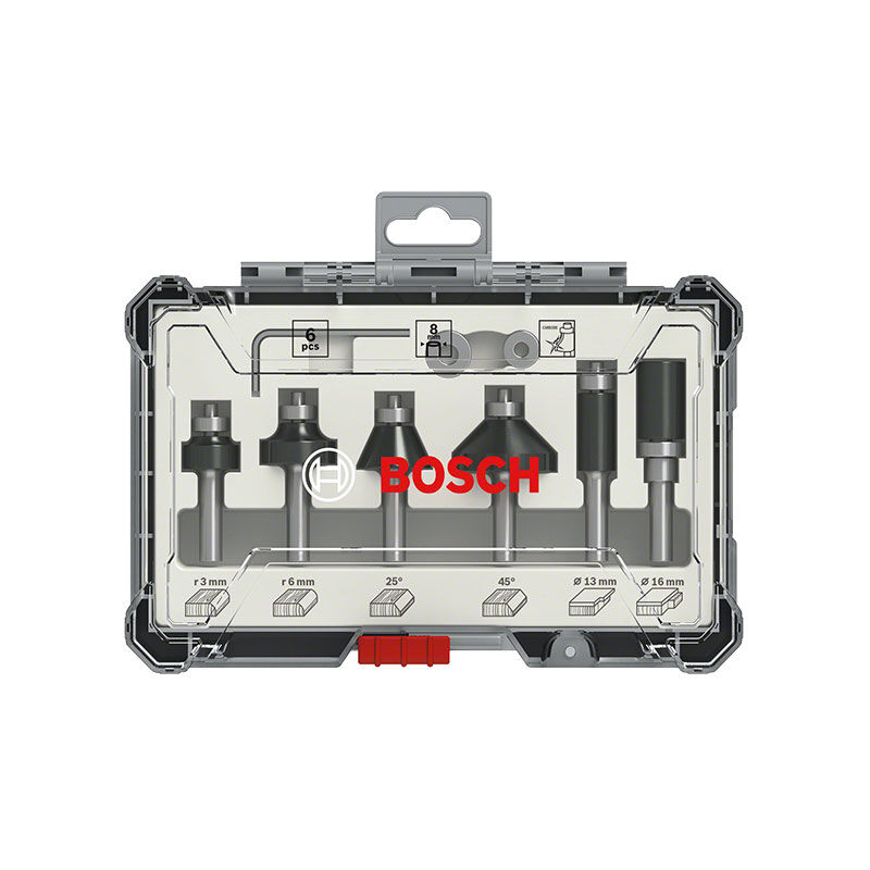 Bosch - Coffret de 6 fraises à araser/chanfreiner/arrondir à queue de 8 mm 2607017469