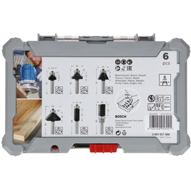 Bosch - Set de fraises Trim&Edging 6 pièces, queue ¼ Accessories 2607017470