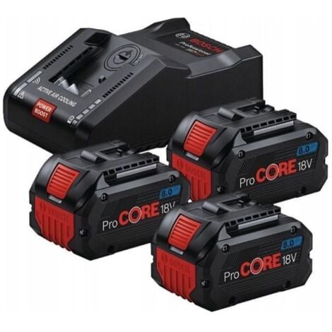 BOSCH PROFESSIONAL Kit de démarrage sans fil Bosch 3x ProCORE 18V 8.0 Ah batteries + chargeur GAL 18V-160