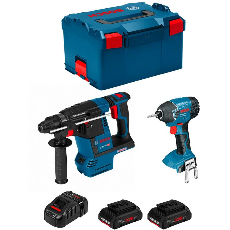 

BOSCH Kit GBH 18V-26F + GDR 18V-LI (2 x 4,0 Ah ProCORE + GAL1880CV + L-Boxx 238)