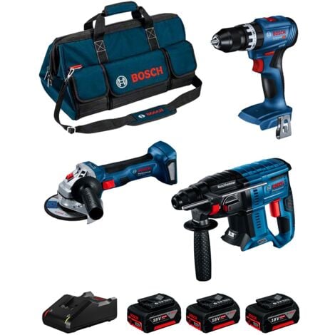 BOSCH Kit (GSB 18V-45 + GBH 18V-21 + GWS 18V-7 + 3 x 4,0 Ah + GAL18V-40 + HD BAG)