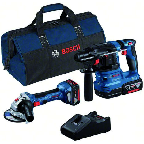 Bosch KIT Minismerigliatrice GWS 18V-7 + Martello GBH 18V-22 + Set ricarica