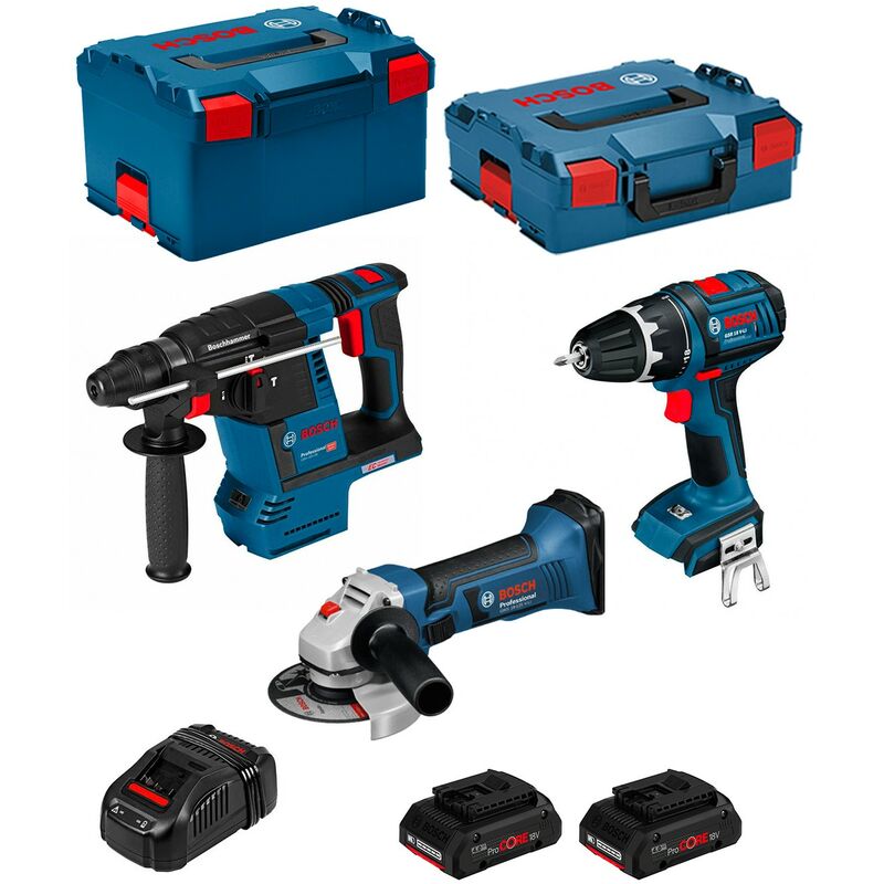 

BOSCH Kit PSL3M3CP (GBH 18 V-26F + GSB 18 V-LI + GWS 18-125 V-LI + 2 x 4,0 Ah ProCORE + GAL1880CV + L-Boxx 238 + L-Boxx 136)