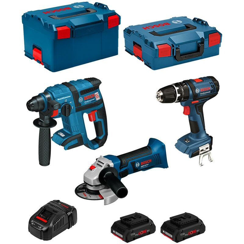 

BOSCH Kit PSL3M3P (GBH 18 V-EC + GSB 18-2-LI + GWS 18 V-LI + 2 x 4,0 Ah ProCORE + GAL1880CV + L-Boxx 238 + L-Boxx 136)