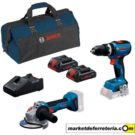 BOSCH KIT TALADRO PERCUTOR GSB 18V-65 + AMOLADORA GWS 18V-8