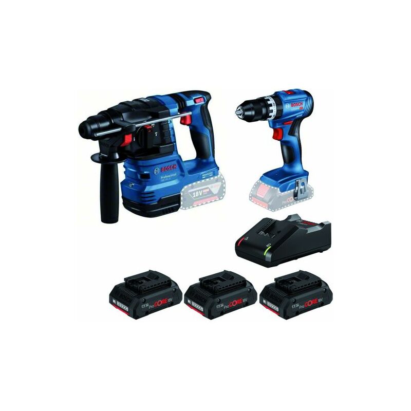 Bosch KIT Martello GBH 18V-22 + Trapano GSB 18V-45 + Set ricarica